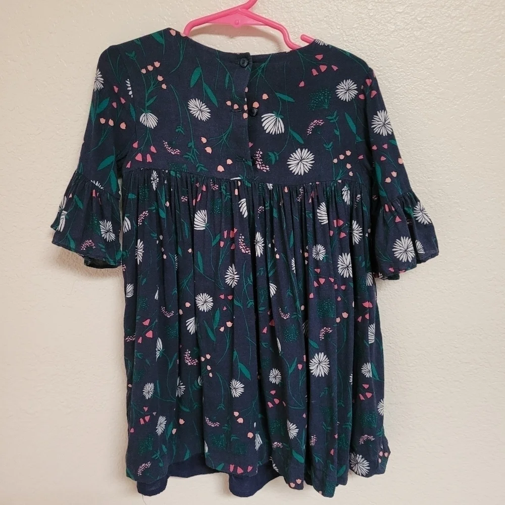 Gymboree Navy Blue Floral Dress with Bell Sleeves